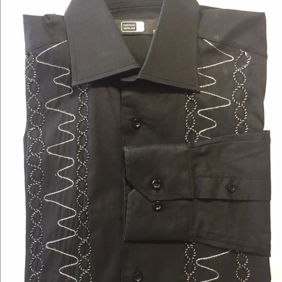Dergi Newline Men’s Dress Shirt Long Sleeve Black Embroidered S - Picture 11 of 11